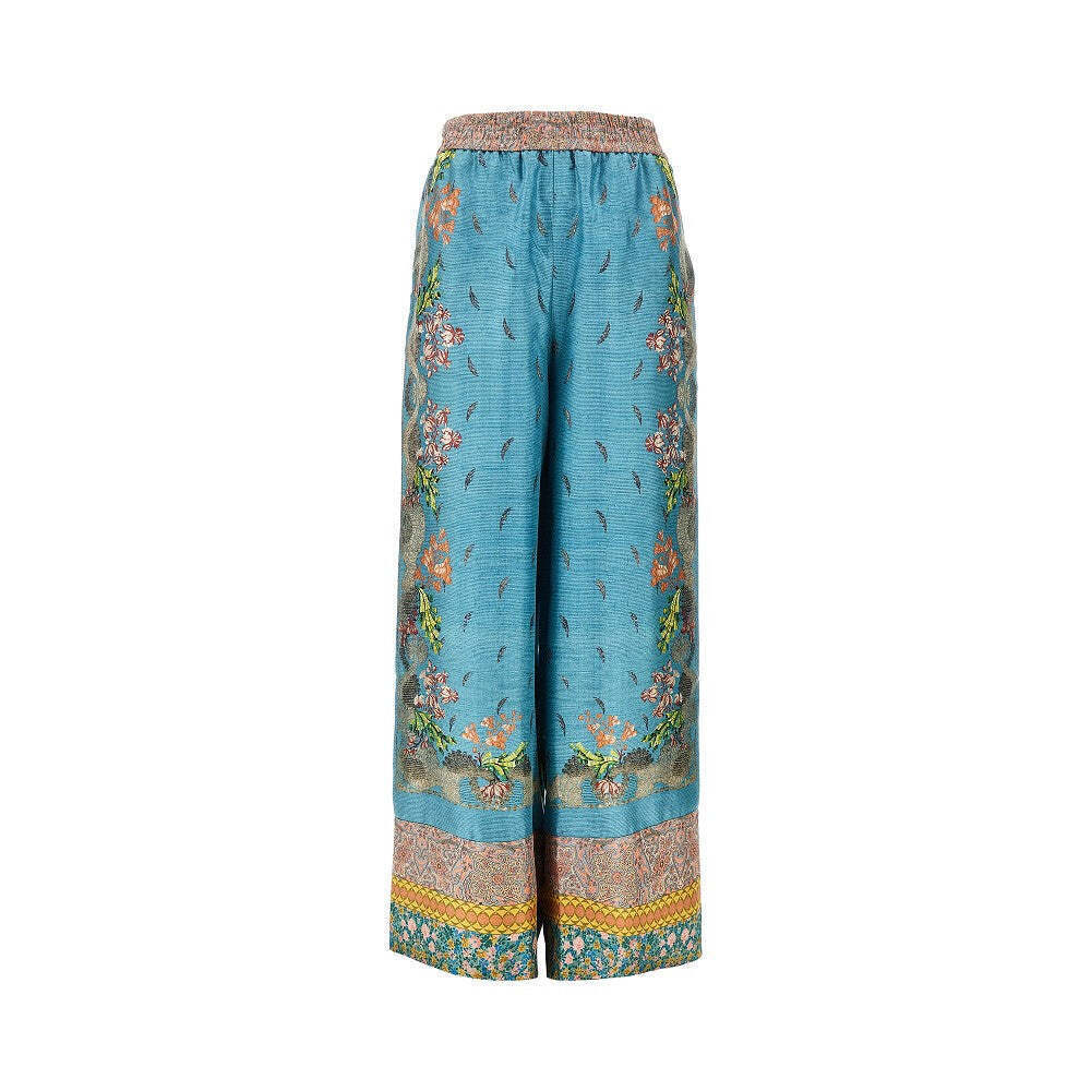 Pierre Louis Mascia Printed Silk Wide-Leg Pants